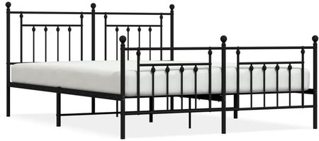 vidaXL Metalowa Rama Łóżka Z Wezgłowiem I Zanóżkiem Czarna 180X200Cm 700485 - zdjęcie 3
