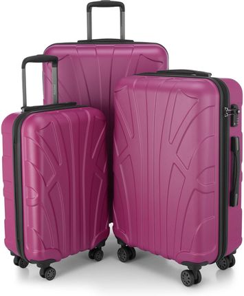 Suitline - Zestaw 3 walizek Zestaw twardych walizek na kółkach Bagaż podręczny i rejestrowany, TSA, Magenta