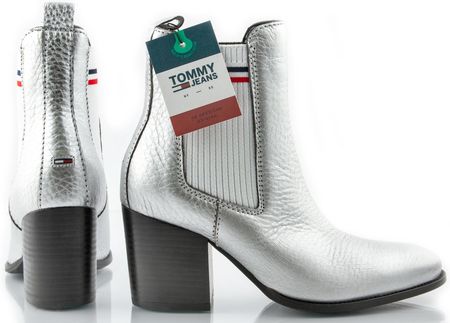 Buty Tommy Jeans Sock Shiny botki metaliczne  39