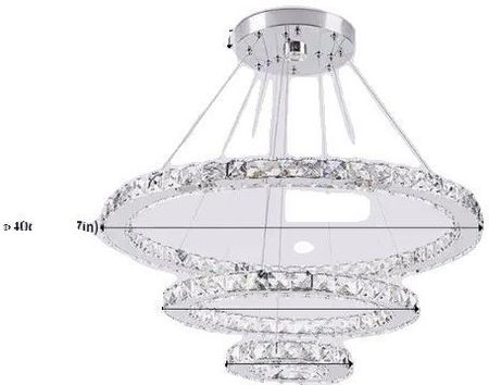 Supplyswap Nowoczesny Żyrandol, Wiszące Kryształowe Pierścienie Led, Elegancka Dekoracja Do Salonu I Jadalni, 3 D40Xd30Xd20Cm, Zimna Biel (3979)