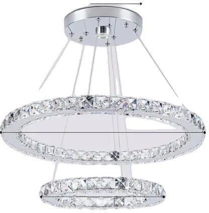 Supplyswap Nowoczesny Żyrandol, Wiszące Kryształowe Pierścienie Led, Elegancka Dekoracja Do Salonu I Jadalni, 2 D50Xd30Cm, Regulowane (3979)