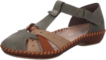 Rieker - Sandały olive combo, Rozmiar:38, Kolor:oliwkowy/beżowy/cayenne 54