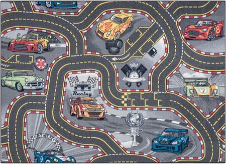 Bestenteppichede Dywan Rebel Roads Racers 97 Uliczki Samochody Dzieci Antypoślizgowy Szary 95X200Cm Aw014