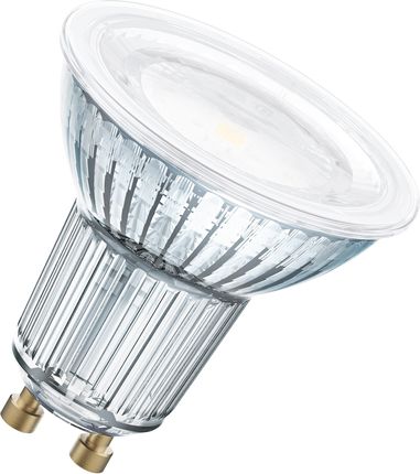 Ściemnialna lampa reflektorowa LED PAR16 OSRAM z trzonkiem GU10, ciepła biel (2700K), szklany spot, 8,3W, zamiennik lampy reflektorowej 80W, LED SUPER