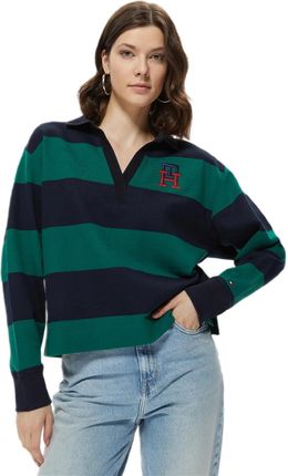 Bluzka damska Tommy Hilfiger RLX Monogram Rugby Stp polówka w paski XS