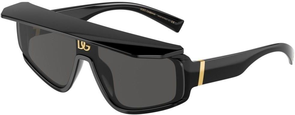 Occhiali Da Sole Dolce & Gabbana DG 6177 501/87 Nero Con Visiera Rimovibile E Logo Oro - Foto 3
