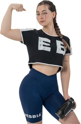 Nebbia Oversized Crop Top Game On Black L Fitness tričko