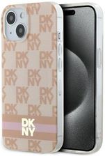 Icableseu Etui Dkny Iml Checkered Mono Pattern Printed Stripes Magsafe Na Iphone 15 14 13 Różowe