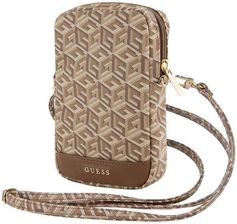 Guess Torebka Zip Gcube Bottom Stripe Na Telefon Brązowa - zdjęcie 1