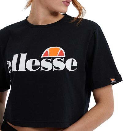 ellesse Koszulka damska ALBERTA - Crop-Top, krótki rękaw, okrągły dekolt, nadruk logo czarny L