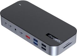 Choetech Hub M52 Usb C Usb C Pd Usb C Usb A Hdmi Vga Dp Sd Tf Rj45 Aux Szary