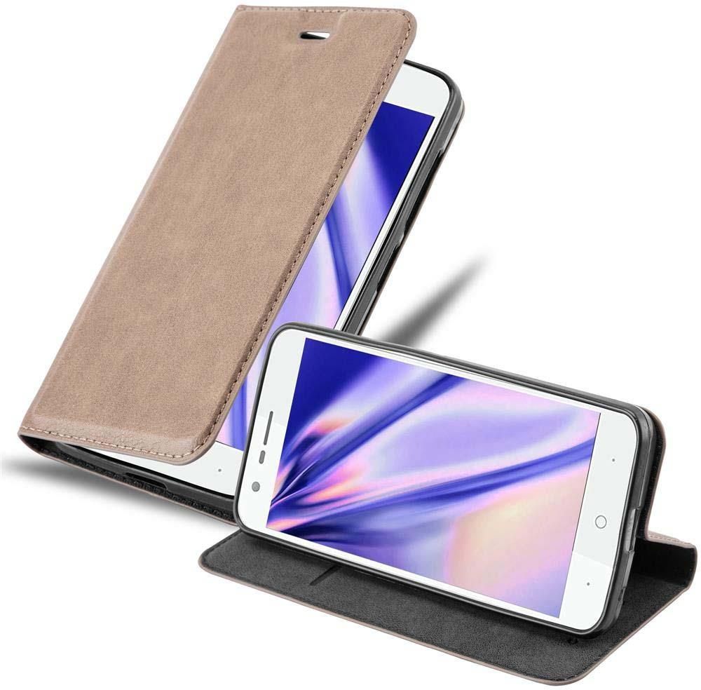Cadorabo Funda Libro para ZTE Blade V8 en Gris Claro MARRÓN - Cubierta Proteccíon con Cierre