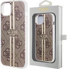 Icableseu Etui Guess Iml 4G Gold Stripe Na Iphone 15 Plus 14 Plus Brązowe
