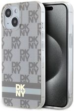 Dkny Etui Iml Checkered Mono Pattern Printed Stripes Magsafe Na Iphone 15 14 13 Beżowe