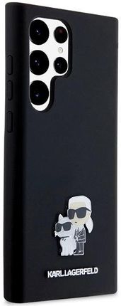 Karl Lagerfeld Etui Silicone Karl Choupette Metal Pin Na Samsung Galaxy S24 Ultra Czarne - zdjęcie 3