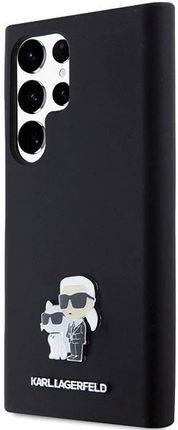 Karl Lagerfeld Etui Silicone Karl Choupette Metal Pin Na Samsung Galaxy S24 Ultra Czarne - zdjęcie 5