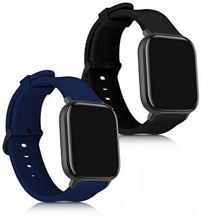 Kwmobile Pasek Kompatybilny Z Huami Amazfit Gts 2 2E 3 Zestaw X Silikonowy Zamiennik Paska Do Fitness Tracker Czarny Ciemnoniebi