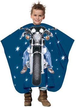 Trend Design Easyrider profesjonalna peleryna dziecięca z kolorowym nadrukiem motocyklisty oddychający poliester (8040)