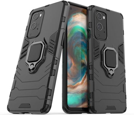 Izmael Wytrzymałe Etui Na Telefon Ring Armor Kickstand Tpu Pc Hard Case Dla Oneplus 9 Pro Czarny