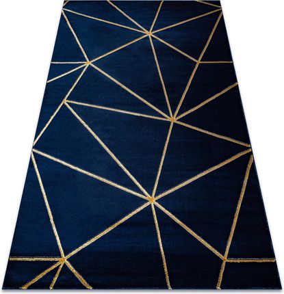 BestenTeppicheDe Dywan Emerald 1013 Geometryczny Granatowy Złoty Niebieski 80X150Cm (AF698)