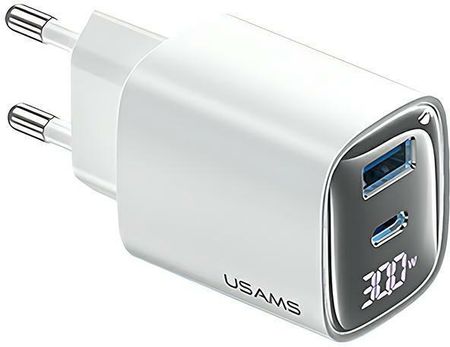 Usams Ładowarka Sieciowa 30W Gan Led Usb C Cc229 Fast Charging Biała