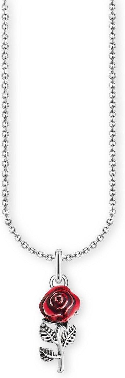THOMAS SABO Collana Con Ciondolo Rosa Rossa In Argento 925 - KE2219-664-10 - Catena Fine Per Donna