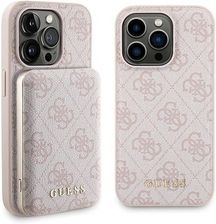 Guess Zestaw Etui 4G Metal Logo Na Iphone 14 Pro Powerbank 5000Mah Magsafe Różowy