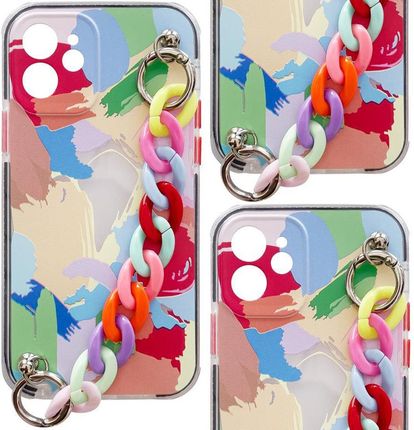 Icableseu Color Chain Case Żelowe Elastyczne Etui Z Łańcuchem Łańcuszkiem Zawieszką Do Samsung Galaxy A32 4G Wielokolorowy