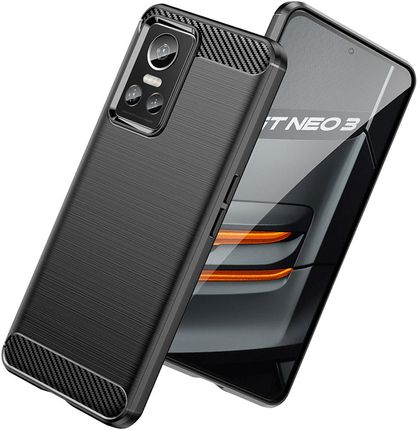 Icableseu Carbon Case Etui Realme Gt Neo 3 Elastyczny Silikonowy Karbonowy Pokrowiec Czarne