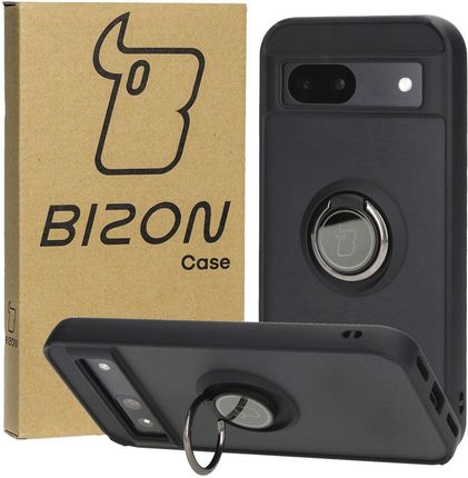 Bizon Etui Z Uchwytem Na Palec Case Hybrid Ring Do Google Pixel 8A Przydymione Czarną Ramką