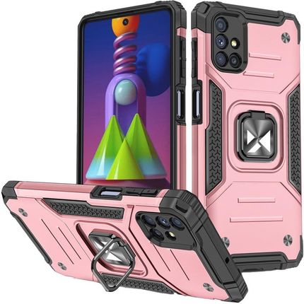 Icableseu Wozinsky Ring Armor Pancerne Hybrydowe Etui Pokrowiec Magnetyczny Uchwyt Samsung Galaxy M51 Różowy