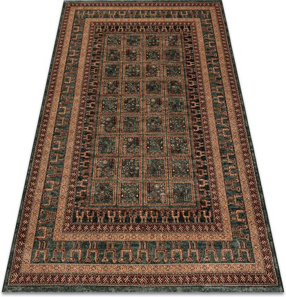 BestenTeppicheDe Dywan Wełniany Kashqai 4349 400 Orientalny Ramka Zielony 135X200Cm (OSTA832)