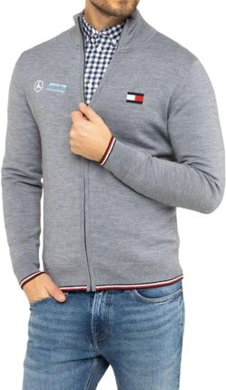 Sweter męski Tommy Hilfiger  Mock rozsuwany szary XXL