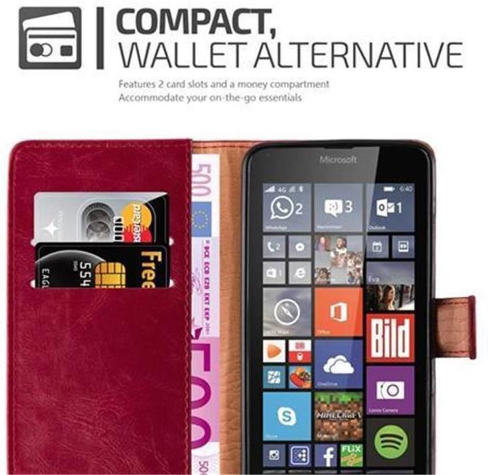 Custodia Cadorabo Flip Per Nokia Lumia 640 - Pelle Finta Rossa Mela Con Chiusura Magnetica - Protezione Totale