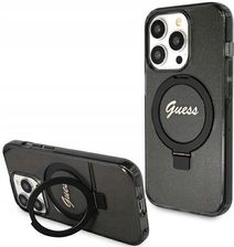 Guess Etui Ring Stand Script Glitter Magsafe Na Iphone 15 Pro Max Czarne