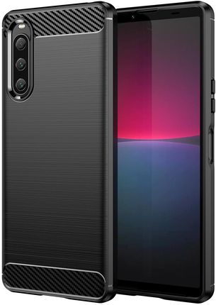 Icableseu Carbon Case Etui Do Sony Xperia 10 V Elastyczny Silikonowy Karbonowy Pokrowiec Czarne