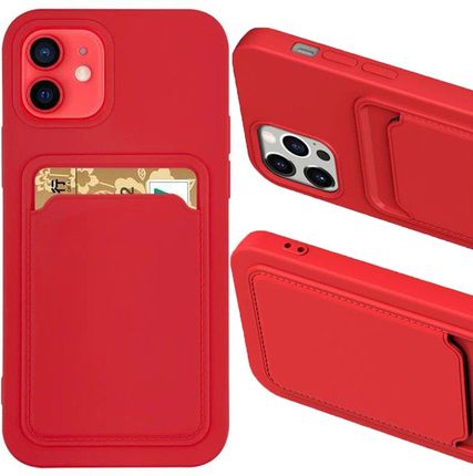 Icableseu Card Case Silikonowe Etui Portfel Z Kieszonką Na Kartę Dokumenty Do Iphone 12 Pro Czerwony