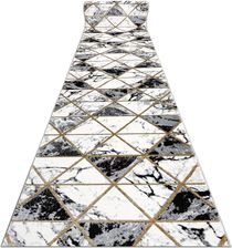 BestenTeppicheDe Chodnik Emerald 1020 Marmur Trójkąty Złoty 120Cm Czarny 120X900Cm (238786)