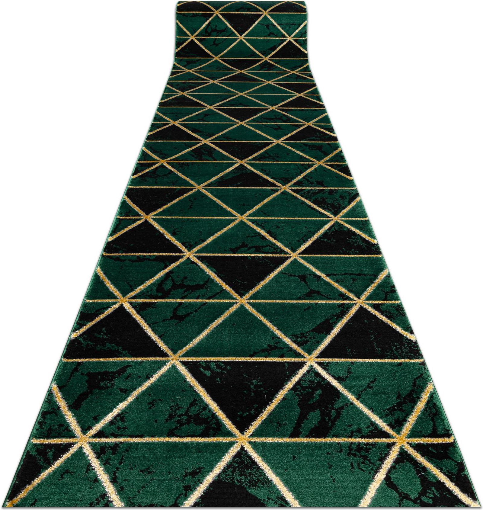 BestenTeppicheDe Chodnik Emerald 1020 Marmur Trójkąty Butelkowa Zieleń ...