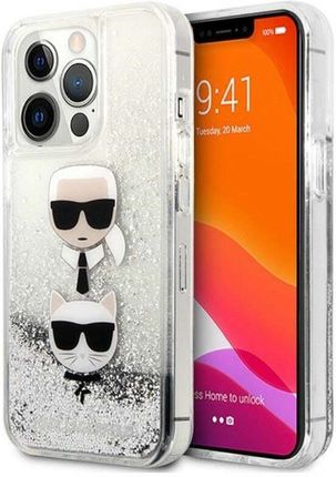 Topbuy Karl Lagerfeld Klhcp13Xkicgls Iphone 13 Pro Max 6 7 Srebrny Silver Hardcase Liquid Glitter Karl Choupette Head