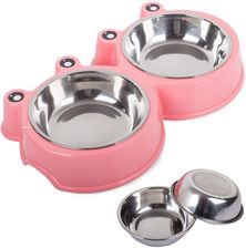 Zdjęcie Miska Podwójna Dla Psa Kota Metalowa 300Ml X 2 - Serock