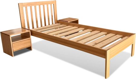 Zestaw: Łóżko drewniane jednoosobowe Modo 100/200 +2 szafki nocne styl skandynawski - zdjęcie 3