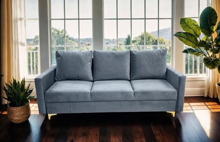 Sofa Livia modułowa z pufą 220 cm funkcja spania, pojemnik na pościel