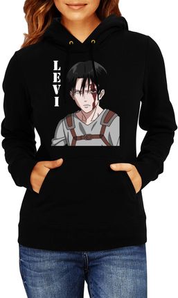 Levi Ackerman Damska bluza z kapturem Sweatshirt Japan Manga Anime Comics Animation, Lady L / Czarny