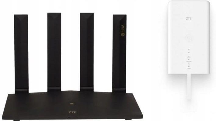 Router Zestaw ZTE MC889 5G jednostka ODU biały + router Wi-Fi T3000 Wi-Fi 6 jednostka IDU czarny