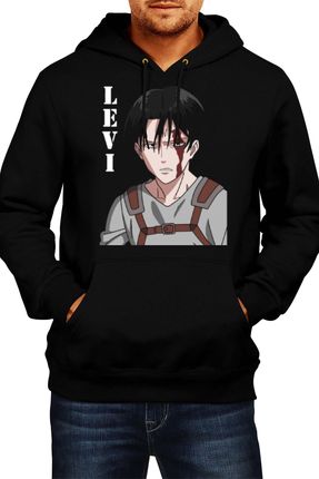 Levi Ackerman Bluza męska z kapturem Anime Manga Comics Japan Animation, Mężczyzna S / Czarny