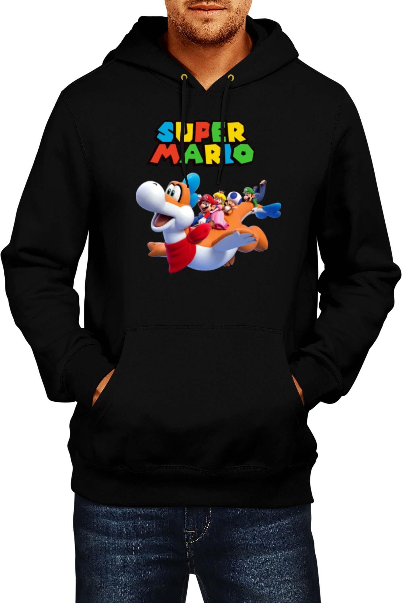 Męska bluza z kapturem Mario Riding Dragon Super Mario Bros Luigi ...