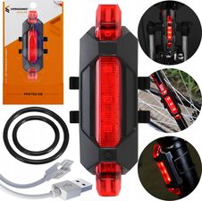 Zdjęcie MOCNA LAMPKA ROWEROWA TYLNIA LED 4 TRYBY USB 110mAh WODOODPORNA IP44 - Środa Wielkopolska