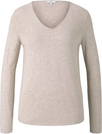 Cienki Sweter Basic z Włóczki Włóczkowej na Rękawy V-Neck | XXL