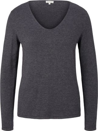 Cienki Sweter Basic z Włóczki Włóczkowej na Rękawy V-Neck | XXL